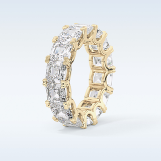 Beautiful Full Eternity Wedding Band with 10.21 CT Emerald & Square Cut Moissanite