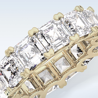 Beautiful Full Eternity Wedding Band with 10.21 CT Emerald & Square Cut Moissanite