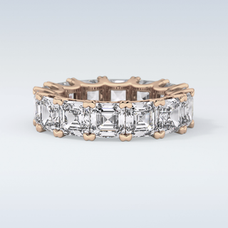 Beautiful Full Eternity Wedding Band with 10.21 CT Emerald & Square Cut Moissanite