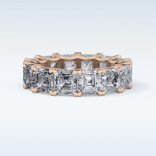 Beautiful Full Eternity Wedding Band with 10.21 CT Emerald & Square Cut Moissanite