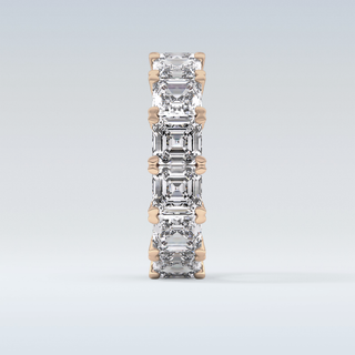 Beautiful Full Eternity Wedding Band with 10.21 CT Emerald & Square Cut Moissanite