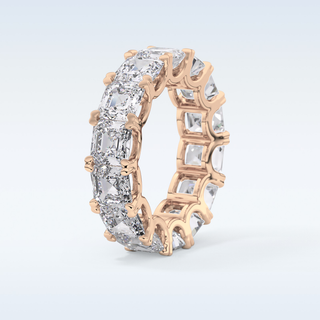Beautiful Full Eternity Wedding Band with 10.21 CT Emerald & Square Cut Moissanite