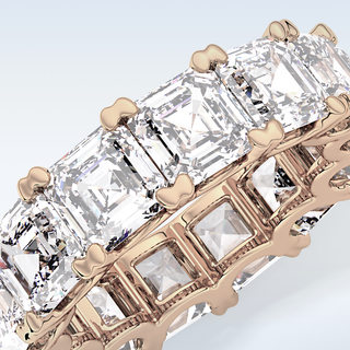 Beautiful Full Eternity Wedding Band with 10.21 CT Emerald & Square Cut Moissanite