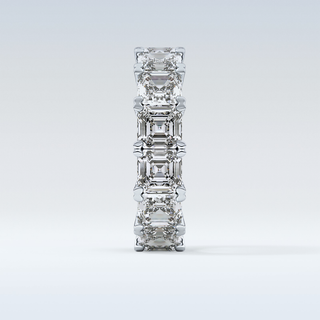 Beautiful Full Eternity Wedding Band with 10.21 CT Emerald & Square Cut Moissanite