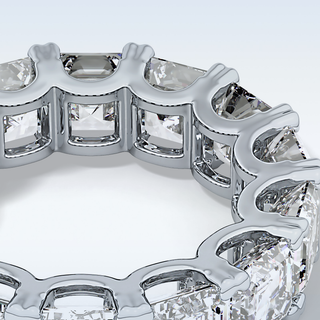 Beautiful Full Eternity Wedding Band with 10.21 CT Emerald & Square Cut Moissanite