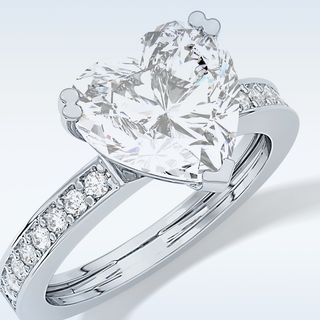3.03 CT Pave Engagement Ring Featuring Heart Moissanite