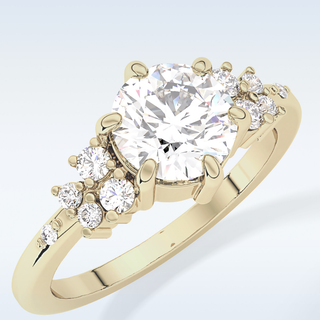 1.29 CT Cluster Engagement Ring Featuring Round Moissanite
