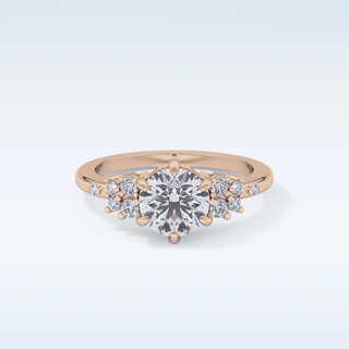 1.29 CT Cluster Engagement Ring Featuring Round Moissanite
