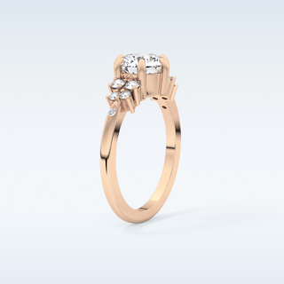 1.29 CT Cluster Engagement Ring Featuring Round Moissanite