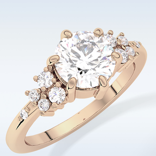 1.29 CT Cluster Engagement Ring Featuring Round Moissanite