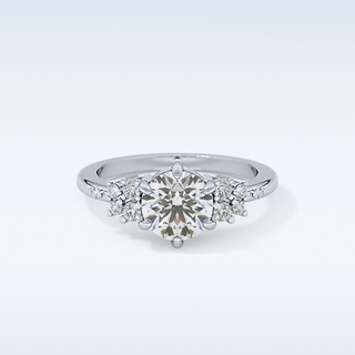 1.29 CT Cluster Engagement Ring Featuring Round Moissanite