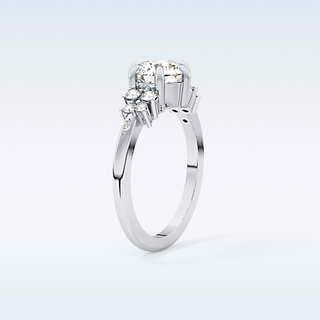 1.29 CT Cluster Engagement Ring Featuring Round Moissanite
