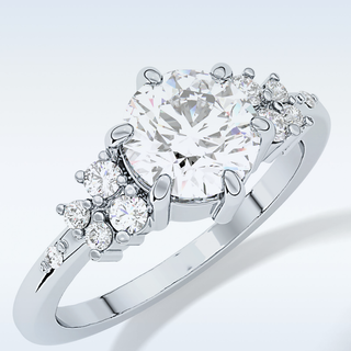1.29 CT Cluster Engagement Ring Featuring Round Moissanite