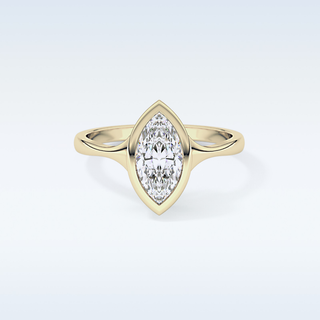 0.82 CT Bezel Solitaire Engagement Ring Featuring Marquise Moissanite