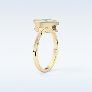 0.82 CT Bezel Solitaire Engagement Ring Featuring Marquise Moissanite