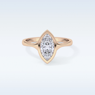 0.82 CT Bezel Solitaire Engagement Ring Featuring Marquise Moissanite