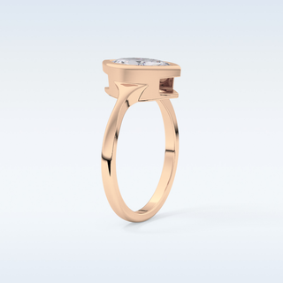 0.82 CT Bezel Solitaire Engagement Ring Featuring Marquise Moissanite