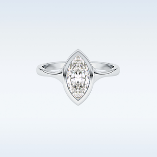 0.82 CT Bezel Solitaire Engagement Ring Featuring Marquise Moissanite
