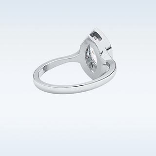 0.82 CT Bezel Solitaire Engagement Ring Featuring Marquise Moissanite