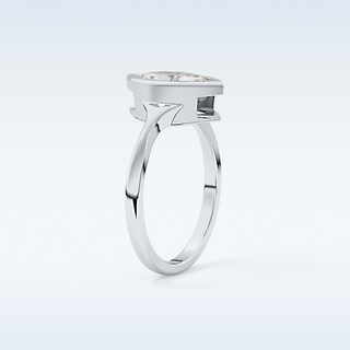 0.82 CT Bezel Solitaire Engagement Ring Featuring Marquise Moissanite