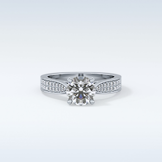 1.29 CT Pave Engagement Ring Featuring Round Moissanite