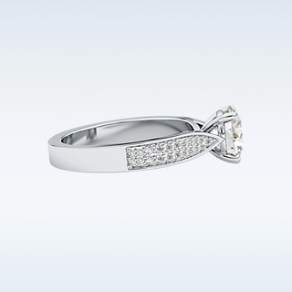 1.29 CT Pave Engagement Ring Featuring Round Moissanite