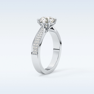 1.29 CT Pave Engagement Ring Featuring Round Moissanite