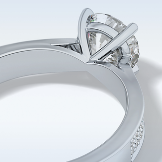 1.29 CT Pave Engagement Ring Featuring Round Moissanite