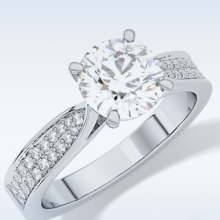 1.29 CT Pave Engagement Ring Featuring Round Moissanite