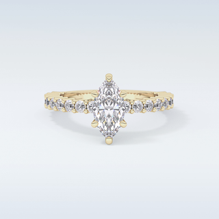 0.82 CT Pave Engagement Ring Featuring Marquise Moissanite