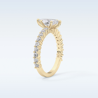 0.82 CT Pave Engagement Ring Featuring Marquise Moissanite