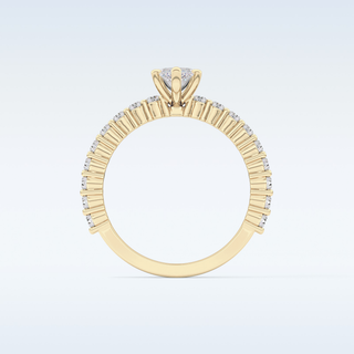 0.82 CT Pave Engagement Ring Featuring Marquise Moissanite