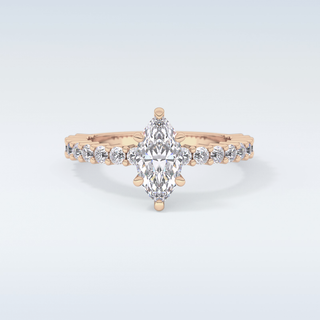 0.82 CT Pave Engagement Ring Featuring Marquise Moissanite