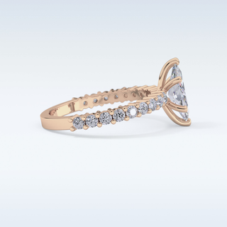 0.82 CT Pave Engagement Ring Featuring Marquise Moissanite