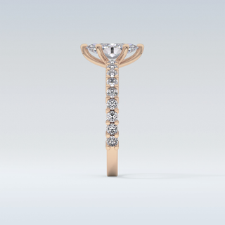 0.82 CT Pave Engagement Ring Featuring Marquise Moissanite