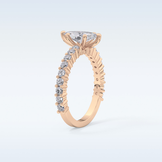 0.82 CT Pave Engagement Ring Featuring Marquise Moissanite