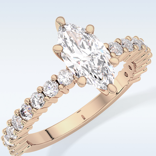 0.82 CT Pave Engagement Ring Featuring Marquise Moissanite
