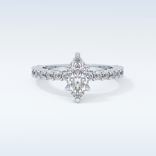 0.82 CT Pave Engagement Ring Featuring Marquise Moissanite