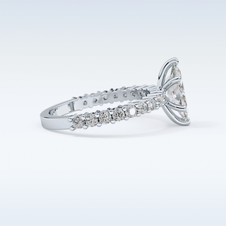 0.82 CT Pave Engagement Ring Featuring Marquise Moissanite