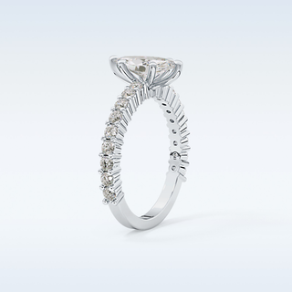 0.82 CT Pave Engagement Ring Featuring Marquise Moissanite