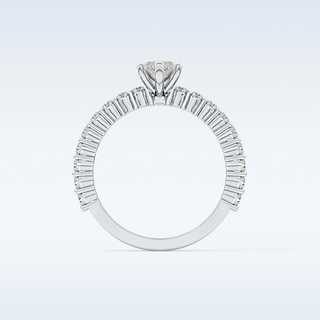 0.82 CT Pave Engagement Ring Featuring Marquise Moissanite