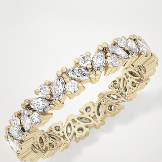 Beautiful Full Eternity Wedding Band with 0.77 CT Marquise & Round Cut Moissanite 15