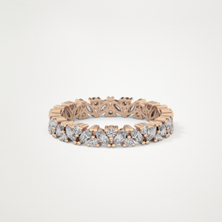 Beautiful Full Eternity Wedding Band with 0.77 CT Marquise & Round Cut Moissanite 17