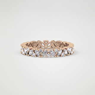 Beautiful Full Eternity Wedding Band with 0.77 CT Marquise & Round Cut Moissanite 18