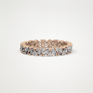 Beautiful Full Eternity Wedding Band with 0.77 CT Marquise & Round Cut Moissanite 19