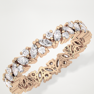 Beautiful Full Eternity Wedding Band with 0.77 CT Marquise & Round Cut Moissanite 23