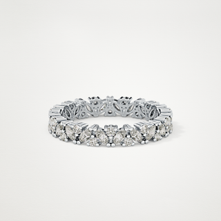 Beautiful Full Eternity Wedding Band with 0.77 CT Marquise & Round Cut Moissanite 1