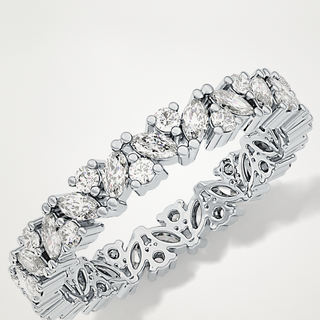 Beautiful Full Eternity Wedding Band with 0.77 CT Marquise & Round Cut Moissanite 7