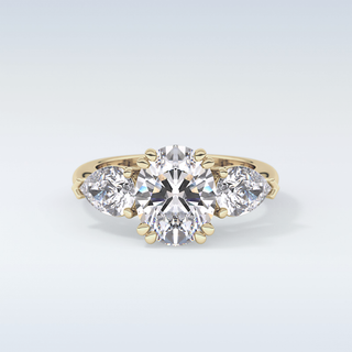 Elegant 2.42 CT Three Stones Engagement Ring Featuring Oval Moissanite