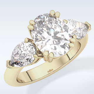 Elegant 2.42 CT Three Stones Engagement Ring Featuring Oval Moissanite